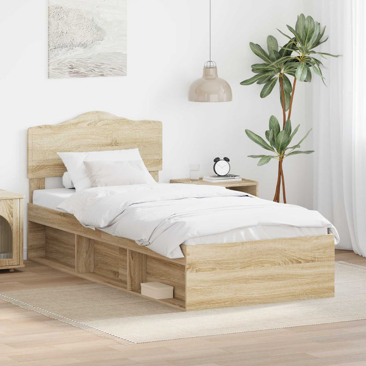 Sengestel med hovedgærde Sonoma eg 75 x 190 cm Massiv fyrretræ