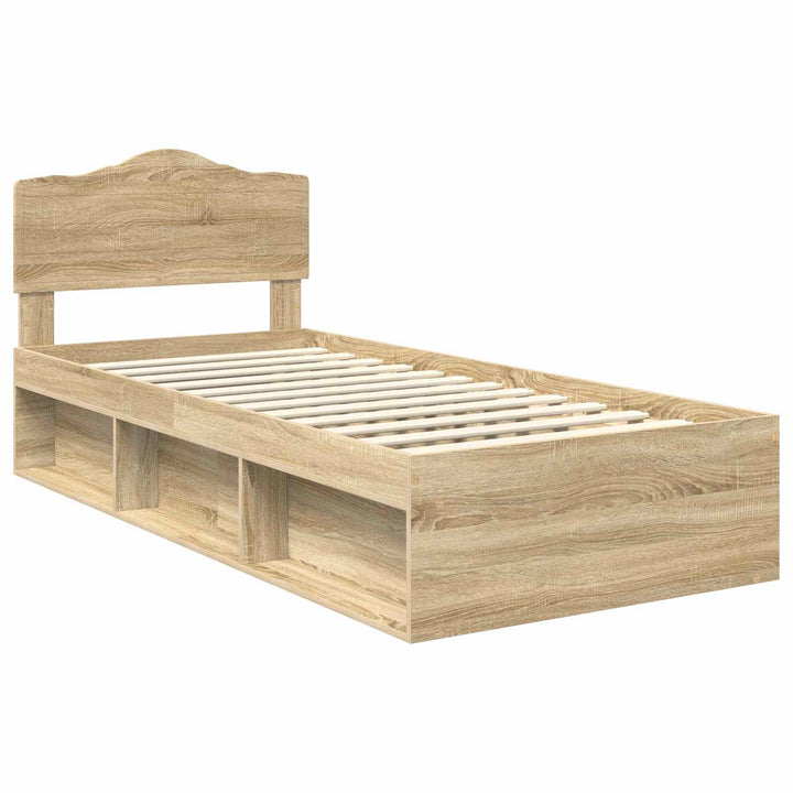 Sengestel med hovedgærde Sonoma eg 75 x 190 cm Massiv fyrretræ