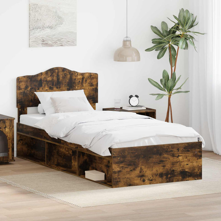 Sengestel med hovedgærde Røget eg 75 x 190 cm Massiv fyrretræ