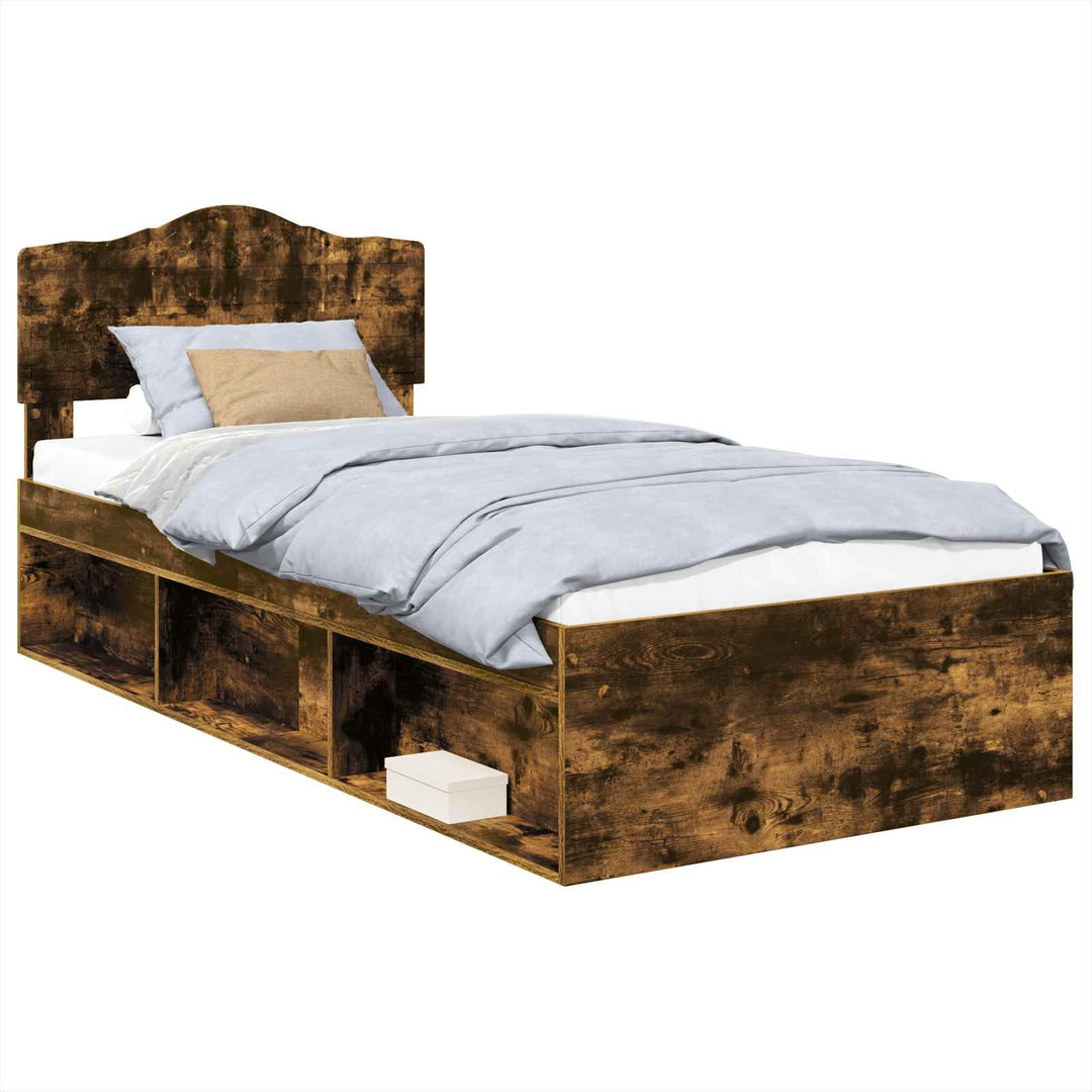 Sengestel med hovedgærde Røget eg 75 x 190 cm Massiv fyrretræ