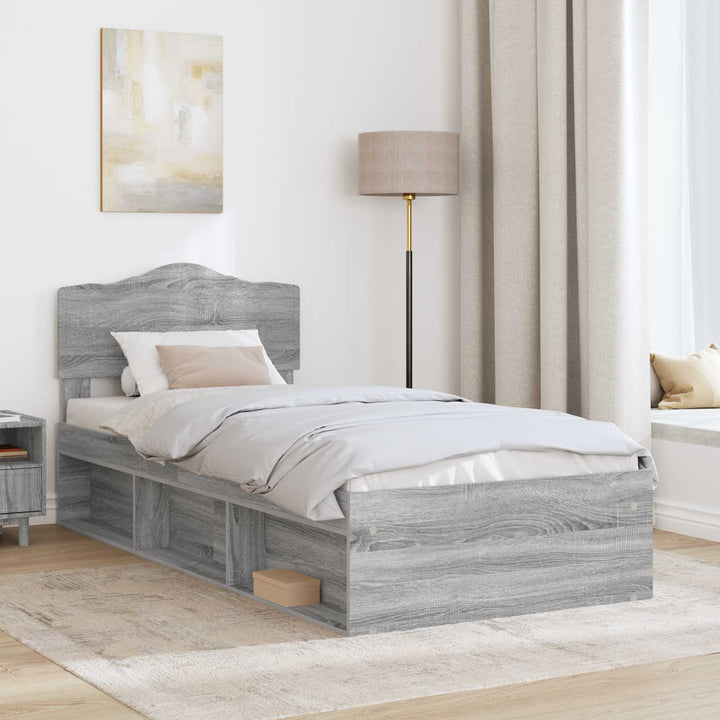 Sengestel med hovedgærde Grå Sonoma 75 x 190 cm Massiv fyrretræ