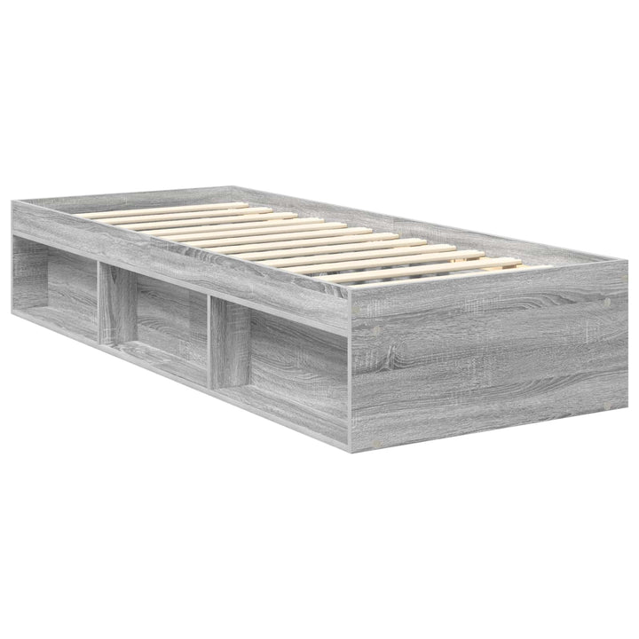 Sengestel med hovedgærde Grå Sonoma 75 x 190 cm Massiv fyrretræ