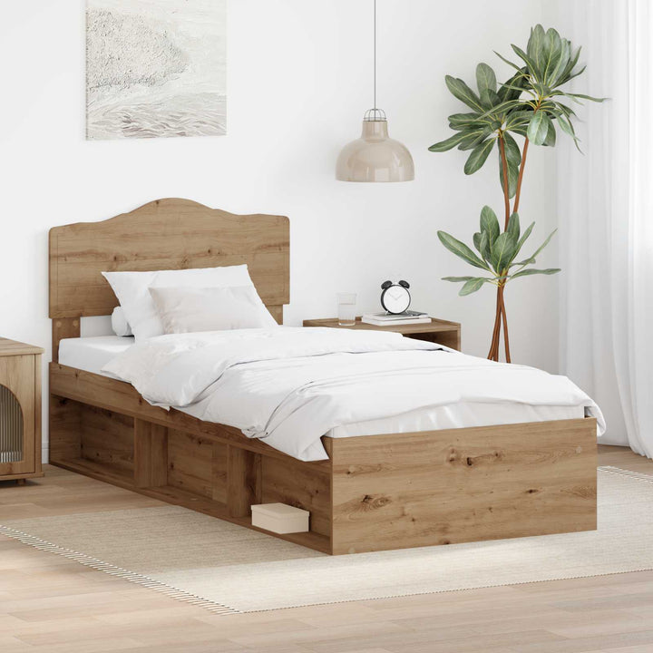 Sengestel med hovedgærde Artisan eg 75 x 190 cm Massiv fyrretræ