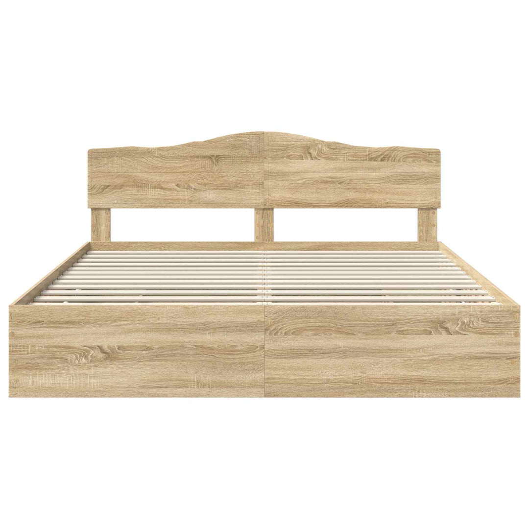 Sengestel med skuffe Sonoma eg 200 x 200 cm Ingeniørtræ