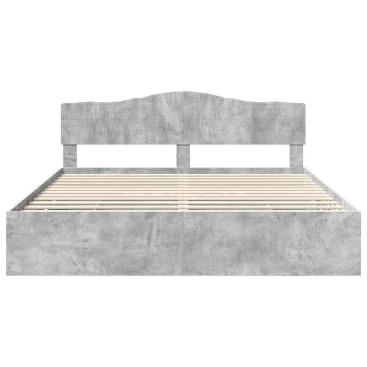 Sengestel med skuffe Beton Grå 200 x 200 cm Ingeniørtræ