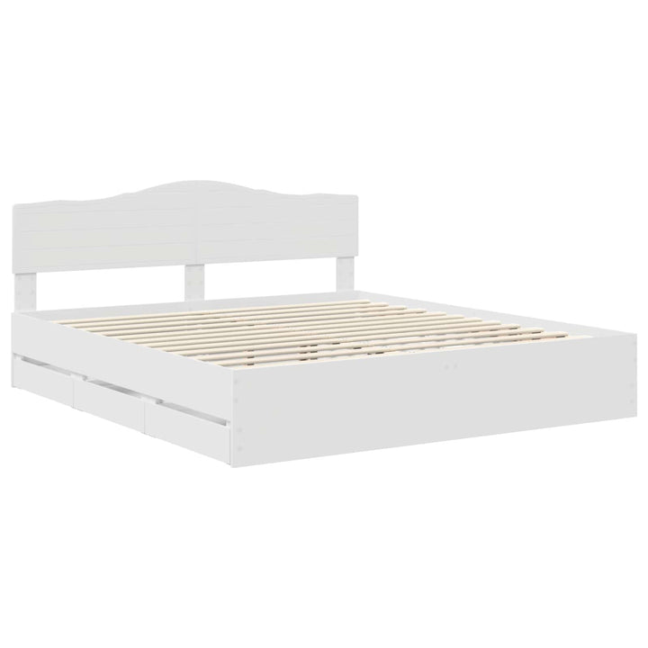 Sengestel med skuffe Hvid 180 x 200 cm Ingeniørtræ