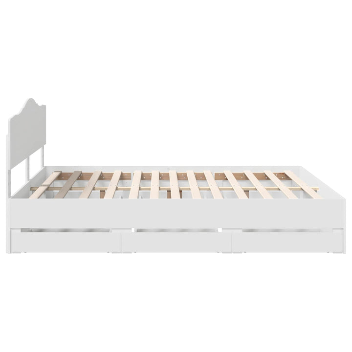 Sengestel med skuffe Hvid 180 x 200 cm Ingeniørtræ