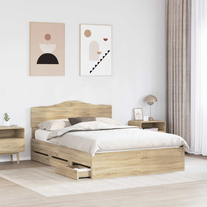 Sengestel med skuffe Sonoma eg 160 x 200 cm Ingeniørtræ