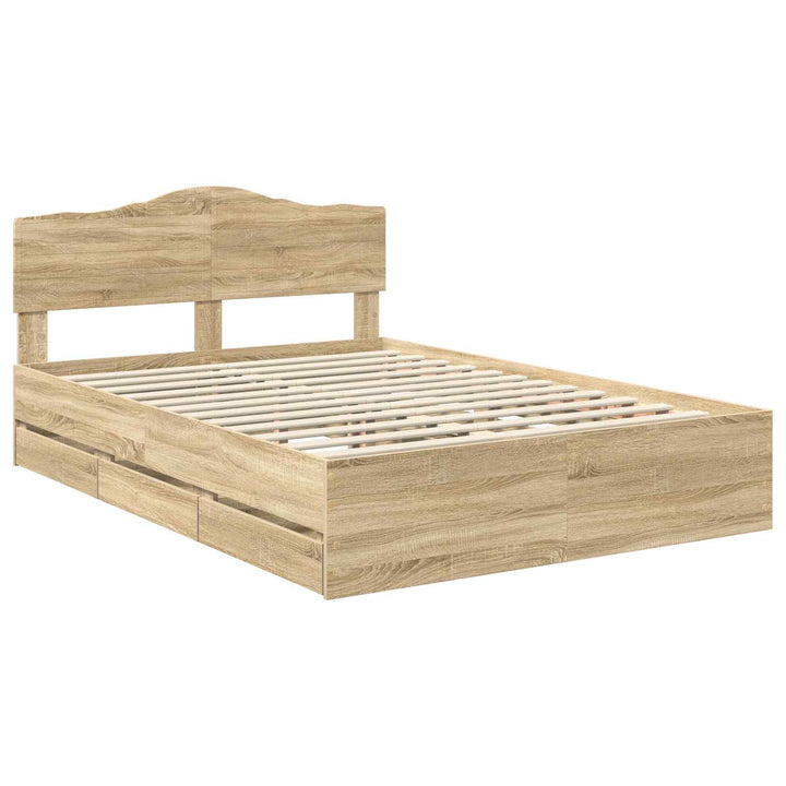Sengestel med skuffe Sonoma eg 160 x 200 cm Ingeniørtræ