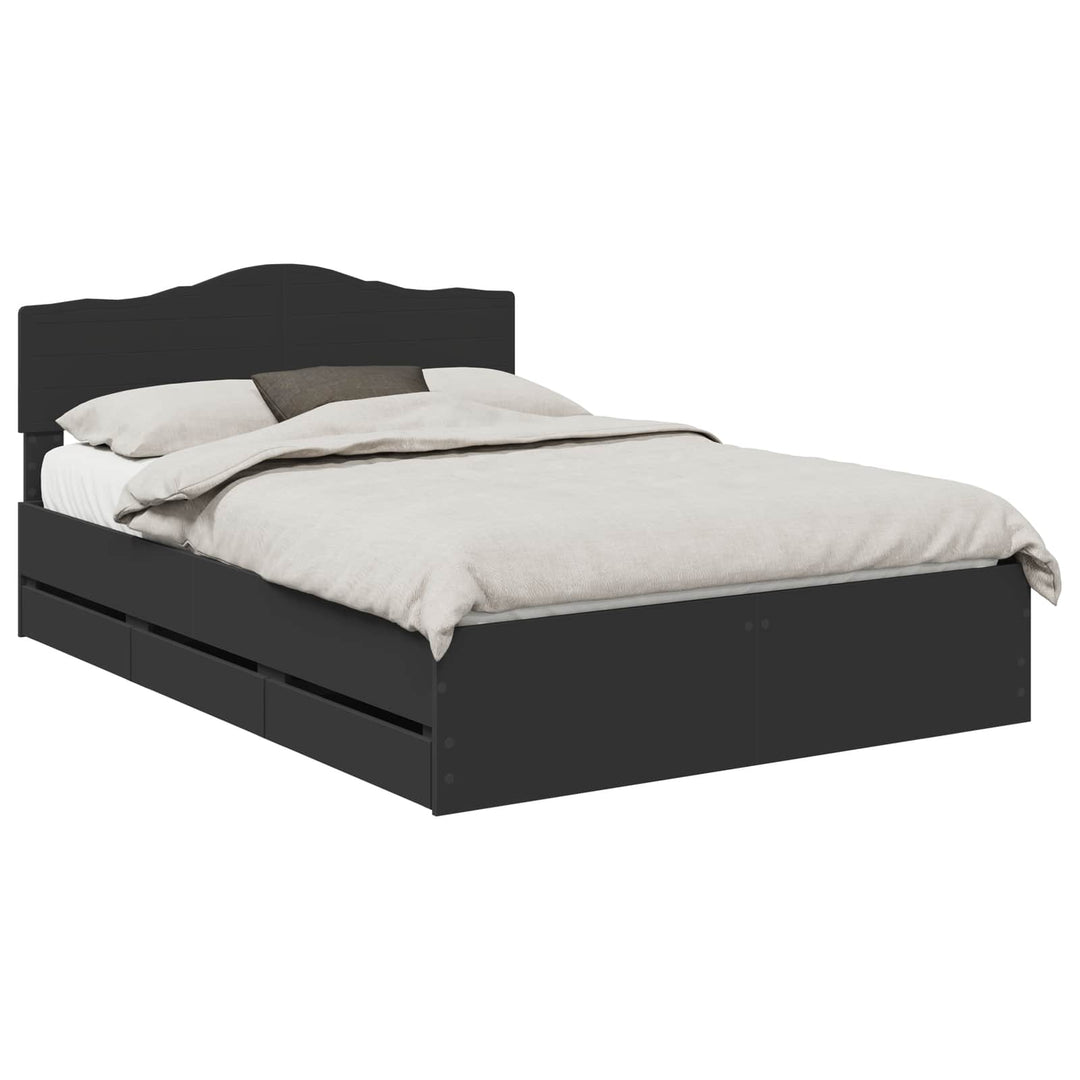 Sengestel med skuffe Sort 150 x 200 cm Ingeniørtræ