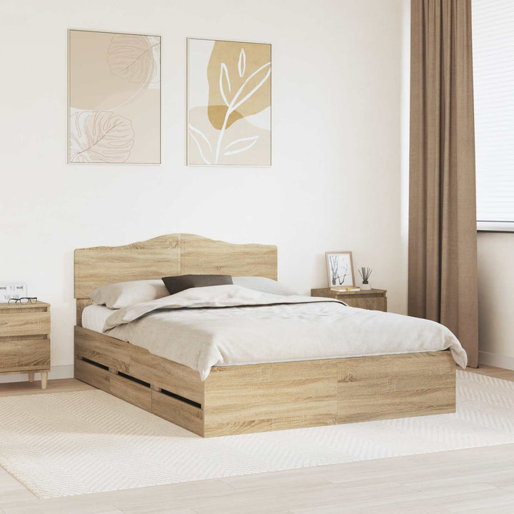 Sengestel med skuffe Sonoma eg 150 x 200 cm Ingeniørtræ