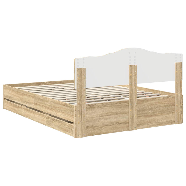 Sengestel med skuffe Sonoma eg 150 x 200 cm Ingeniørtræ