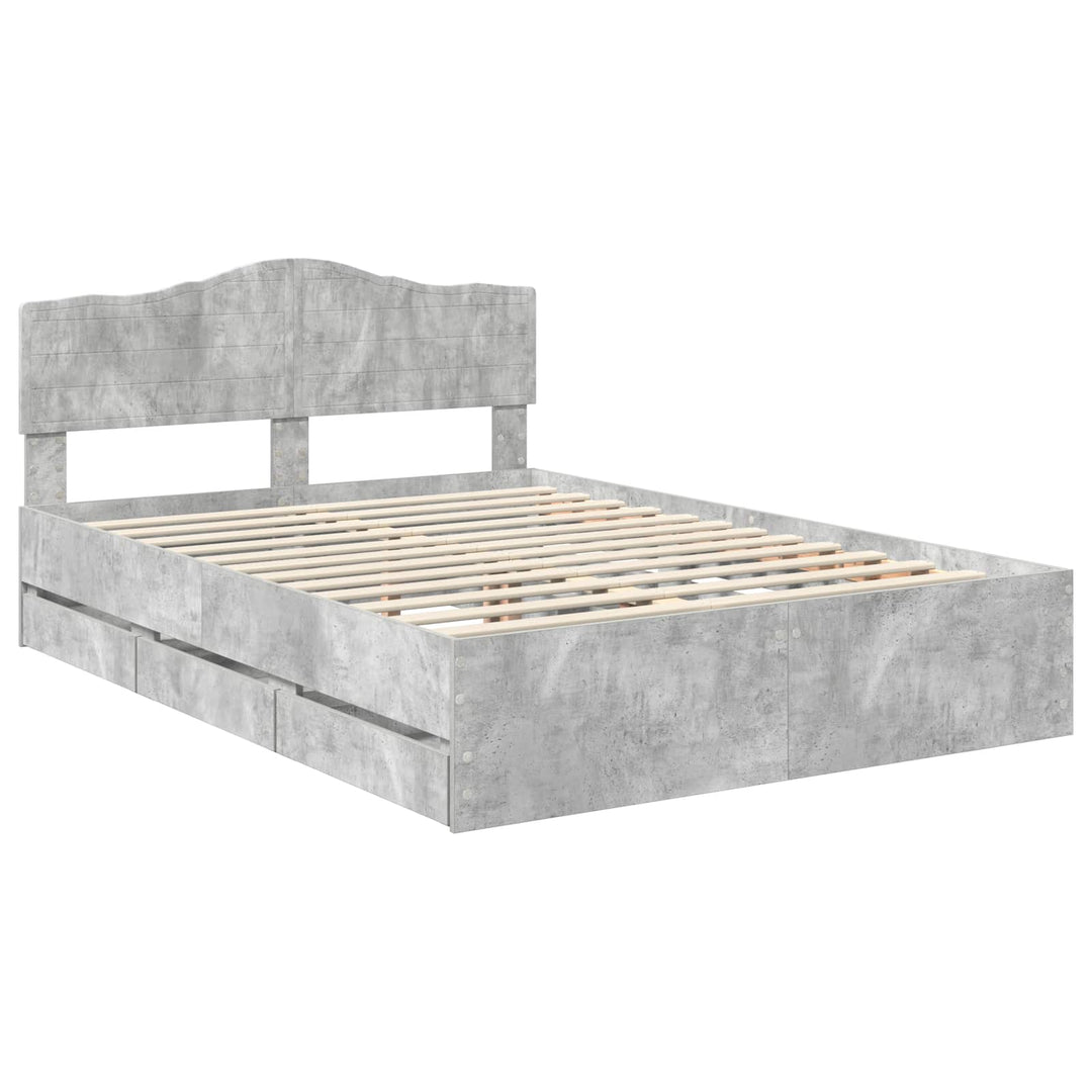Sengestel med skuffe Beton Grå 150 x 200 cm Ingeniørtræ