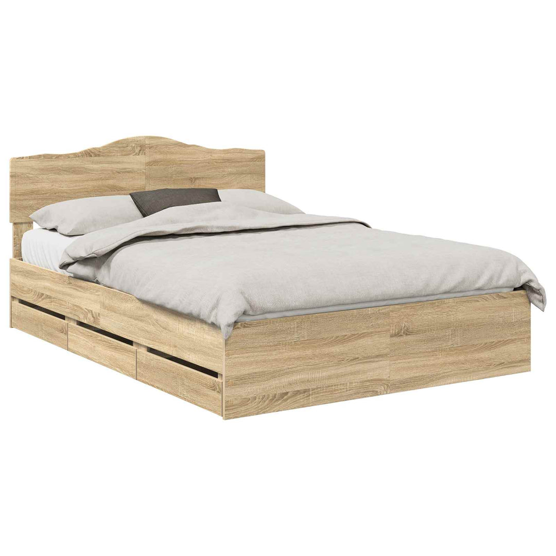 Sengestel med skuffe Sonoma eg 140 x 200 cm Ingeniørtræ