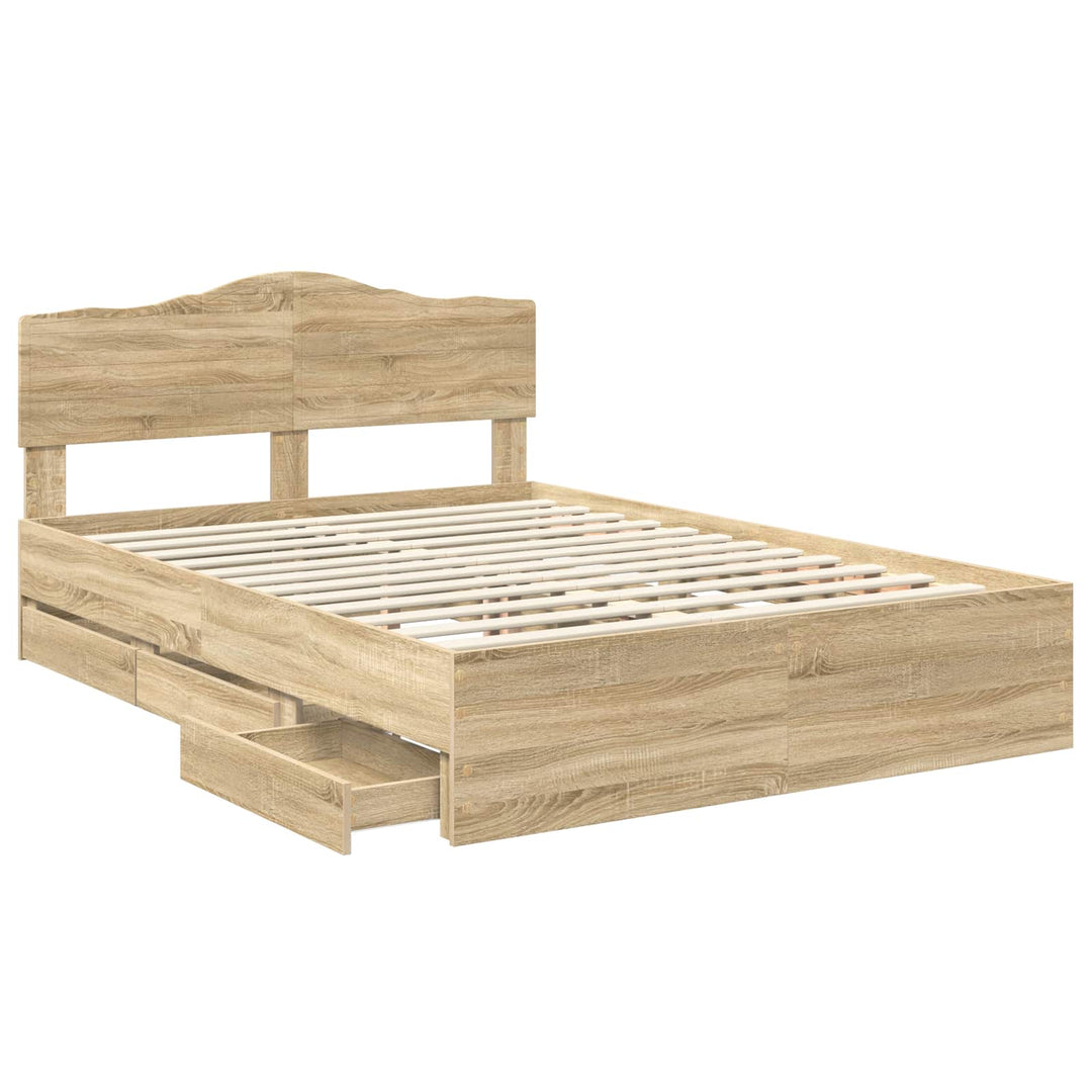 Sengestel med skuffe Sonoma eg 140 x 200 cm Ingeniørtræ