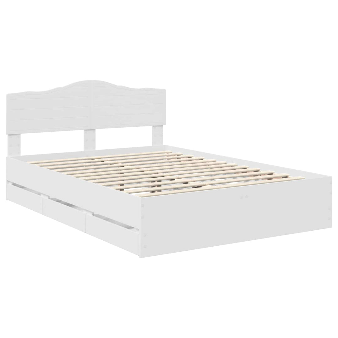 Sengestel med skuffe Hvid 140 x 190 cm Ingeniørtræ