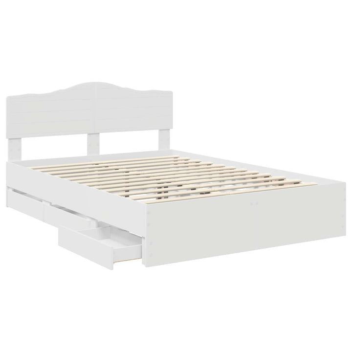 Sengestel med skuffe Hvid 140 x 190 cm Ingeniørtræ