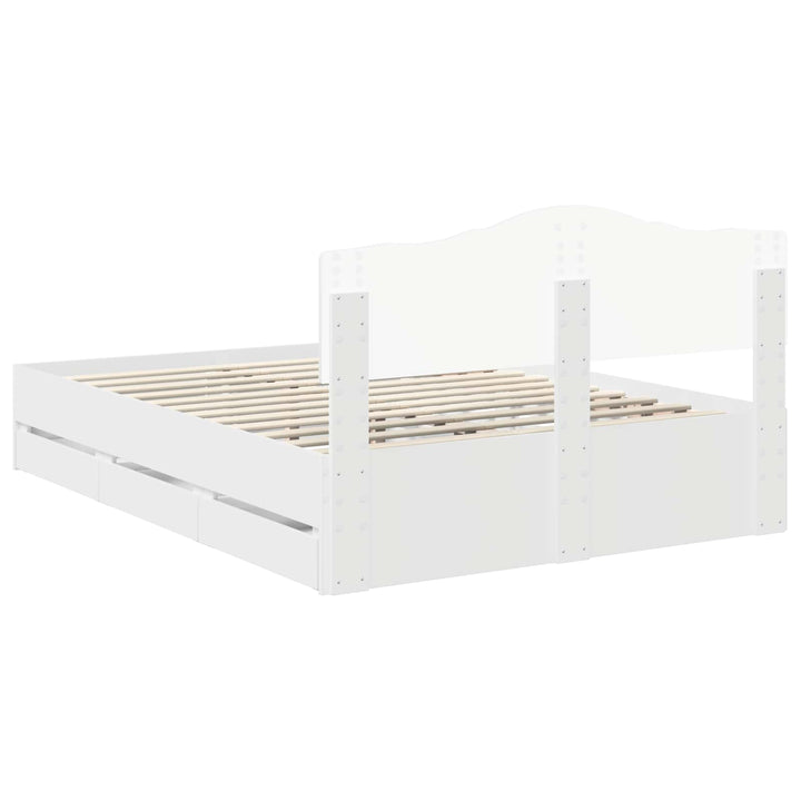 Sengestel med skuffe Hvid 140 x 190 cm Ingeniørtræ