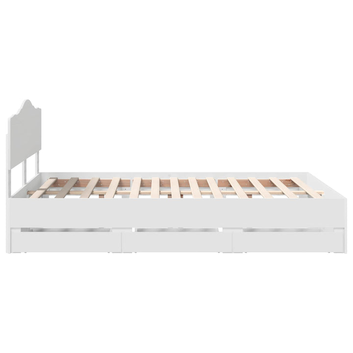 Sengestel med skuffe Hvid 140 x 190 cm Ingeniørtræ