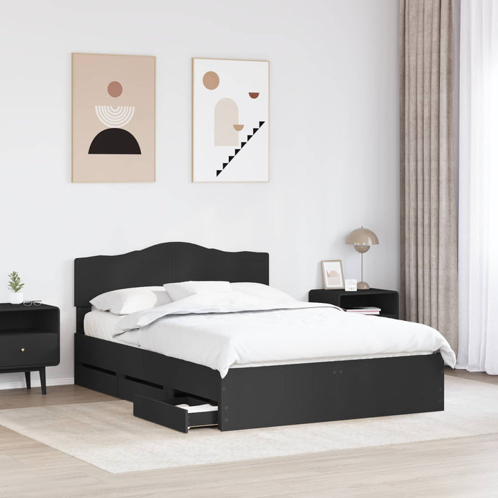 Sengestel med skuffe Sort 140 x 190 cm Ingeniørtræ