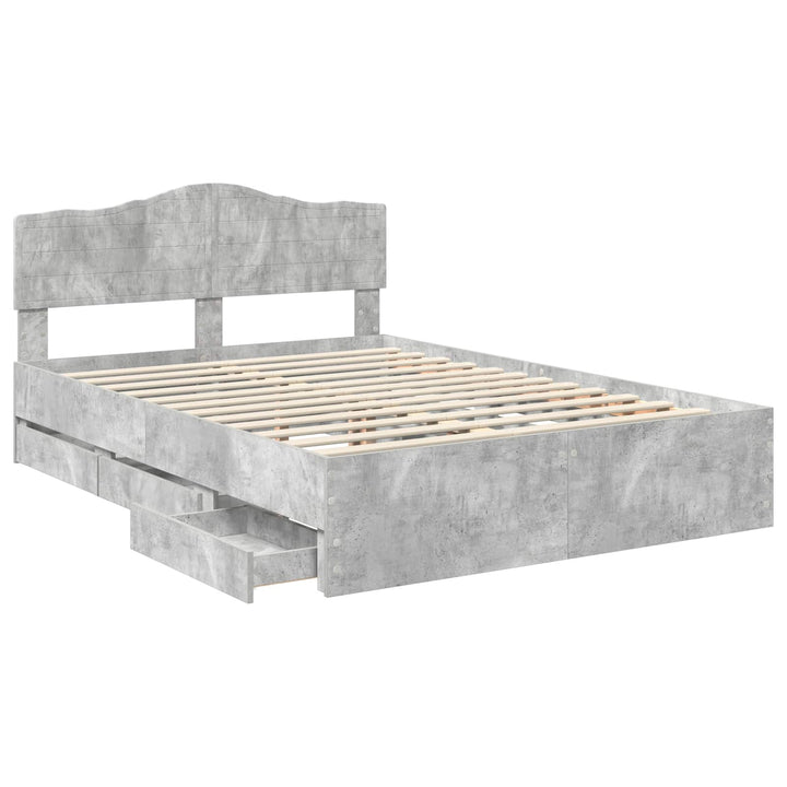 Sengestel med skuffe Beton Grå 140 x 190 cm Ingeniørtræ