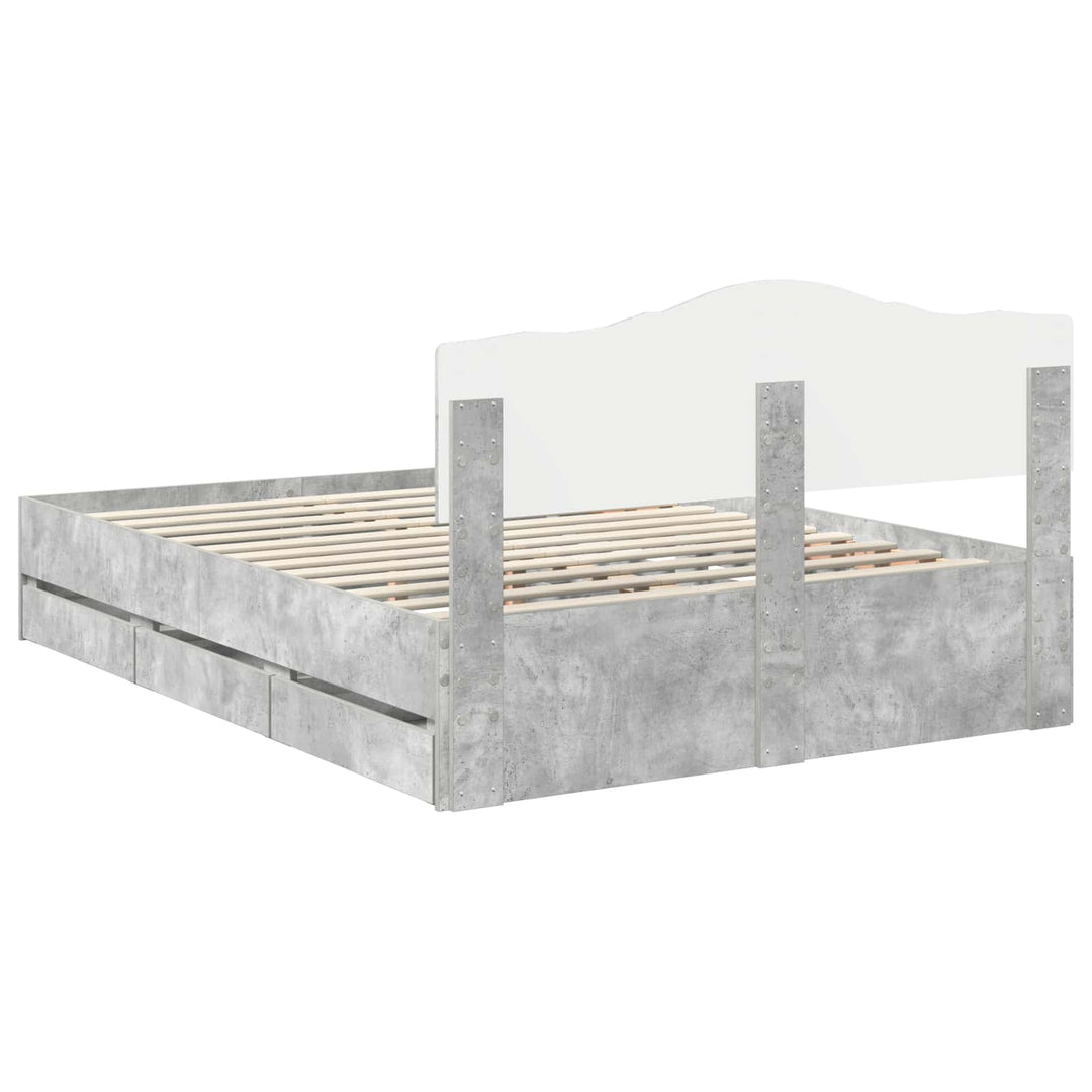 Sengestel med skuffe Beton Grå 140 x 190 cm Ingeniørtræ