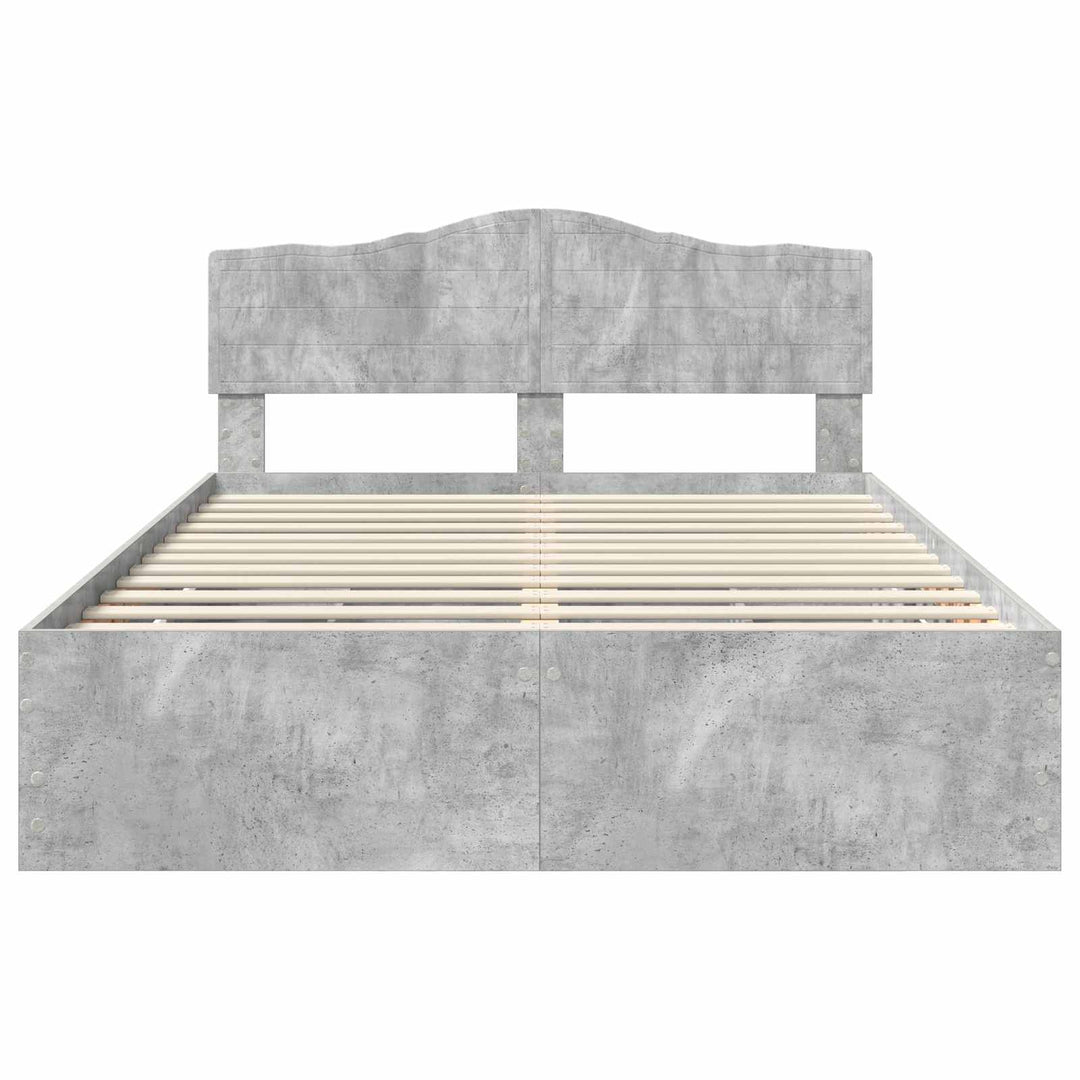 Sengestel med skuffe Beton Grå 140 x 190 cm Ingeniørtræ
