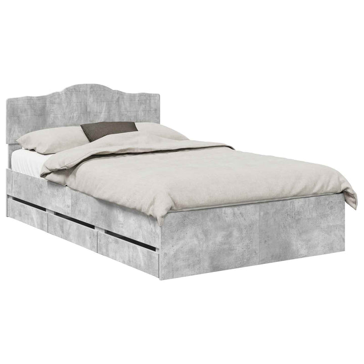 Sengestel med skuffe Beton Grå 135 x 190 cm Ingeniørtræ