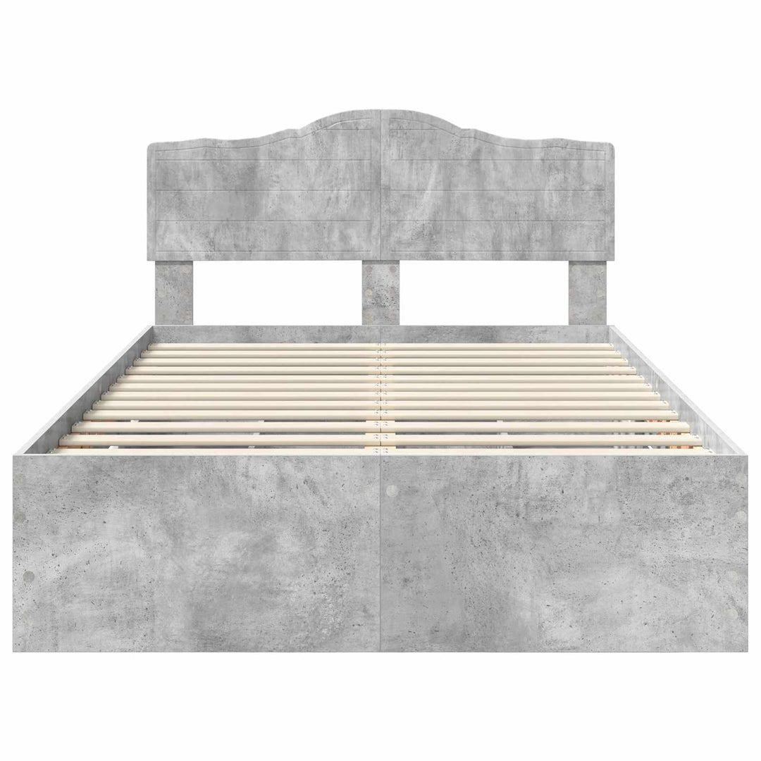 Sengestel med skuffe Beton Grå 135 x 190 cm Ingeniørtræ