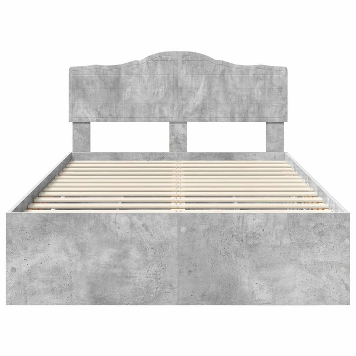 Sengestel med skuffe Beton Grå 135 x 190 cm Ingeniørtræ