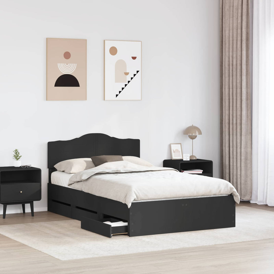 Sengestel med skuffe Sort 120 x 200 cm Ingeniørtræ