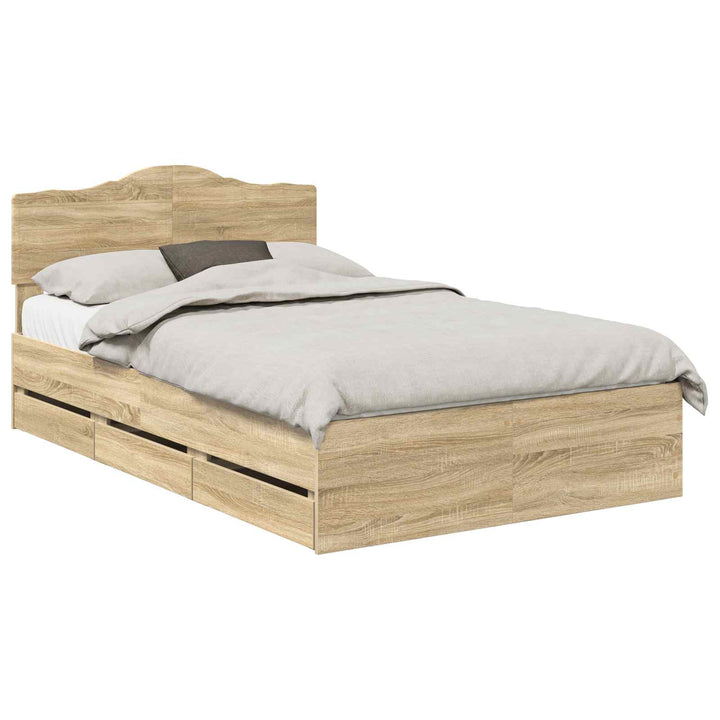 Sengestel med skuffe Sonoma eg 120 x 190 cm Ingeniørtræ