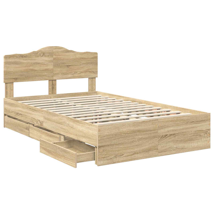 Sengestel med skuffe Sonoma eg 120 x 190 cm Ingeniørtræ