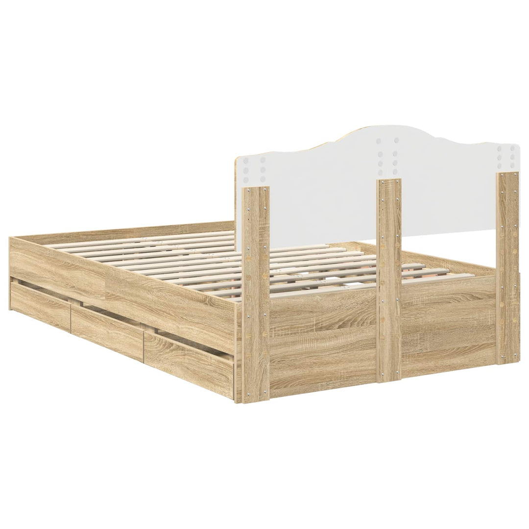 Sengestel med skuffe Sonoma eg 120 x 190 cm Ingeniørtræ