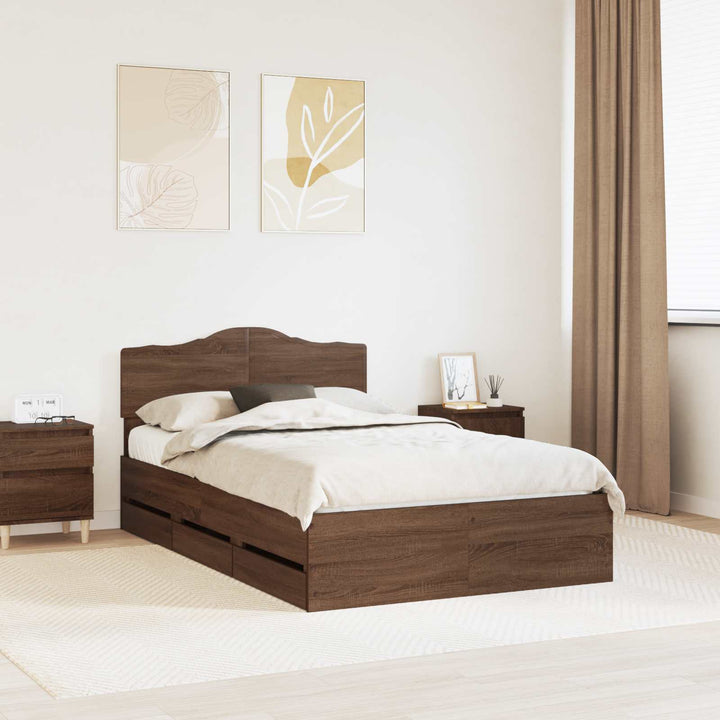 Sengestel med skuffe Brun eg 120 x 190 cm Ingeniørtræ