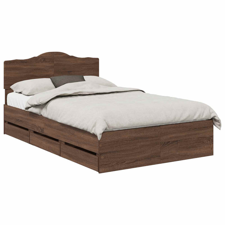 Sengestel med skuffe Brun eg 120 x 190 cm Ingeniørtræ