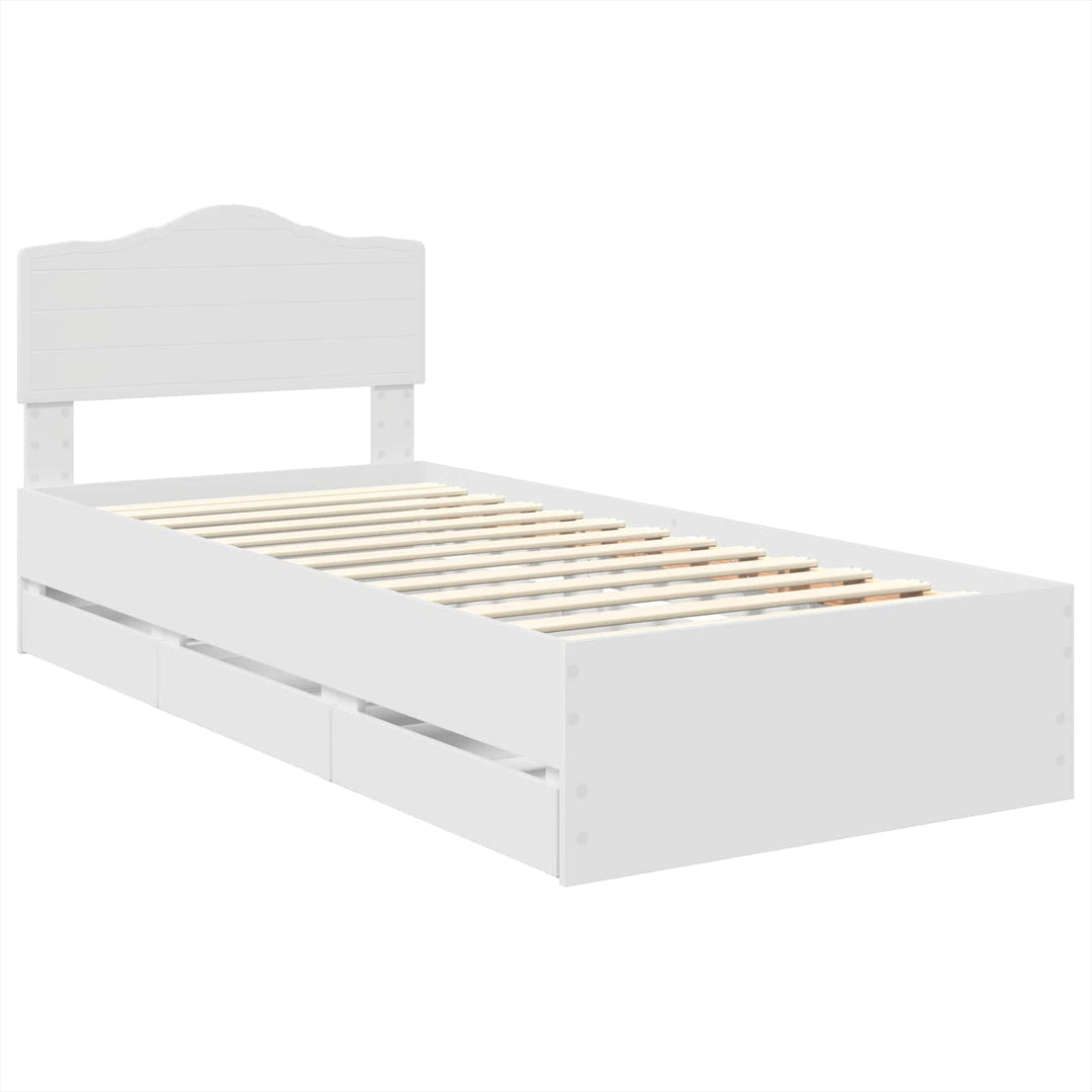 Sengestel med skuffe Hvid 100 x 200 cm Ingeniørtræ