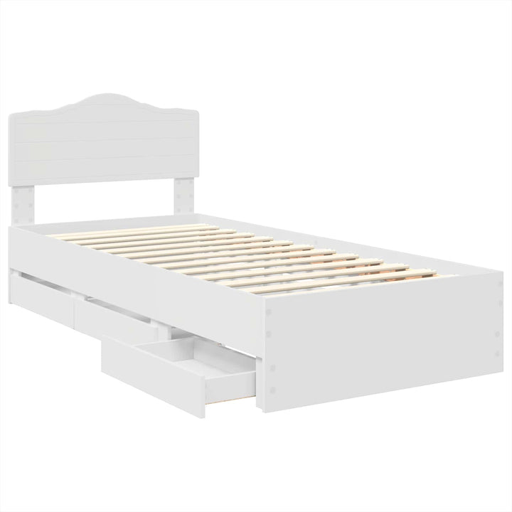 Sengestel med skuffe Hvid 100 x 200 cm Ingeniørtræ