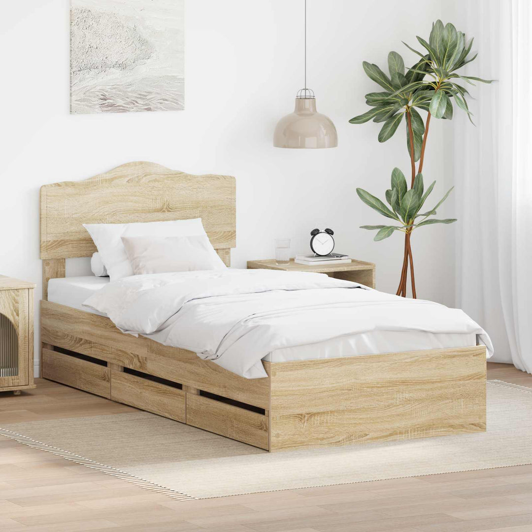 Sengestel med skuffe Sonoma eg 100 x 200 cm Ingeniørtræ
