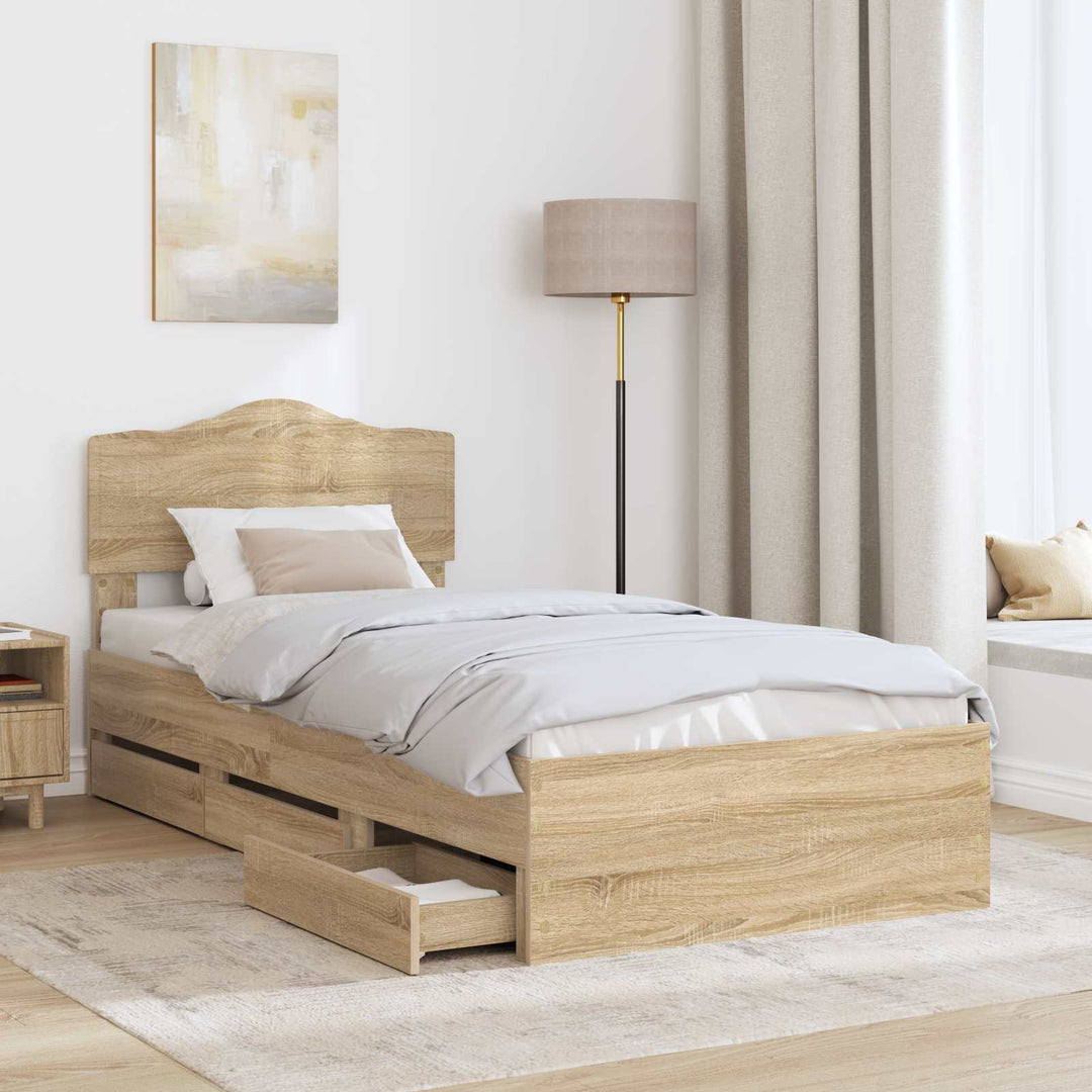 Sengestel med skuffe Sonoma eg 100 x 200 cm Ingeniørtræ