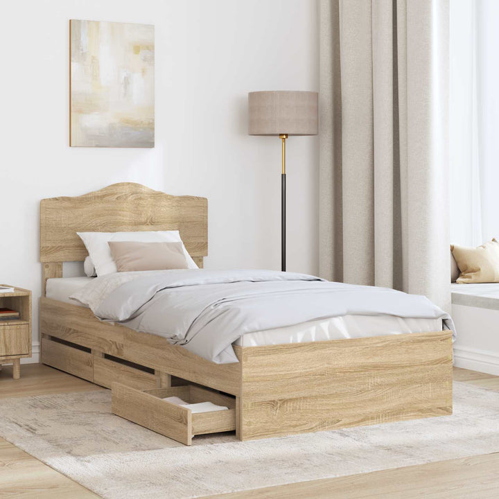 Sengestel med skuffe Sonoma eg 100 x 200 cm Ingeniørtræ