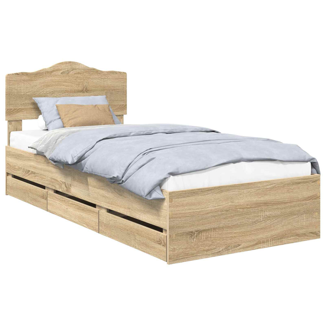 Sengestel med skuffe Sonoma eg 100 x 200 cm Ingeniørtræ