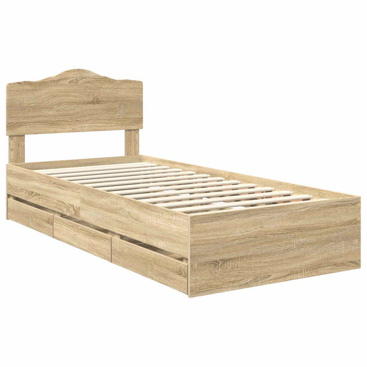 Sengestel med skuffe Sonoma eg 100 x 200 cm Ingeniørtræ