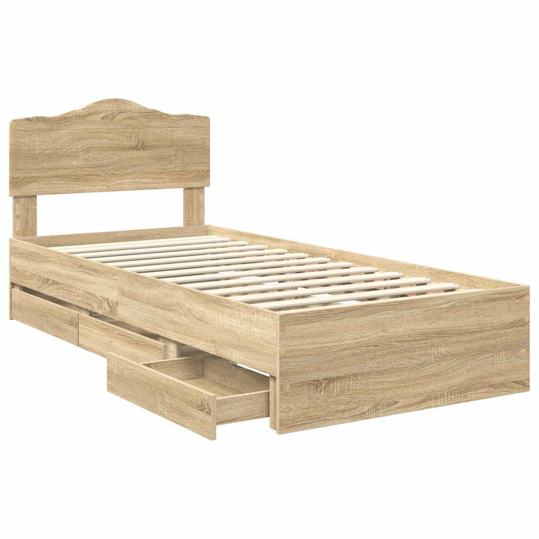 Sengestel med skuffe Sonoma eg 100 x 200 cm Ingeniørtræ