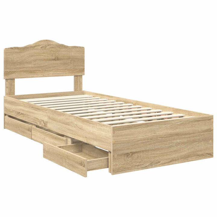 Sengestel med skuffe Sonoma eg 100 x 200 cm Ingeniørtræ