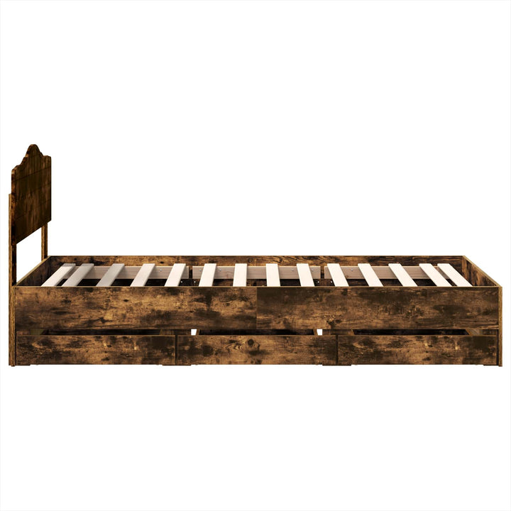 Sengestel med skuffe Røget eg 100 x 200 cm Ingeniørtræ