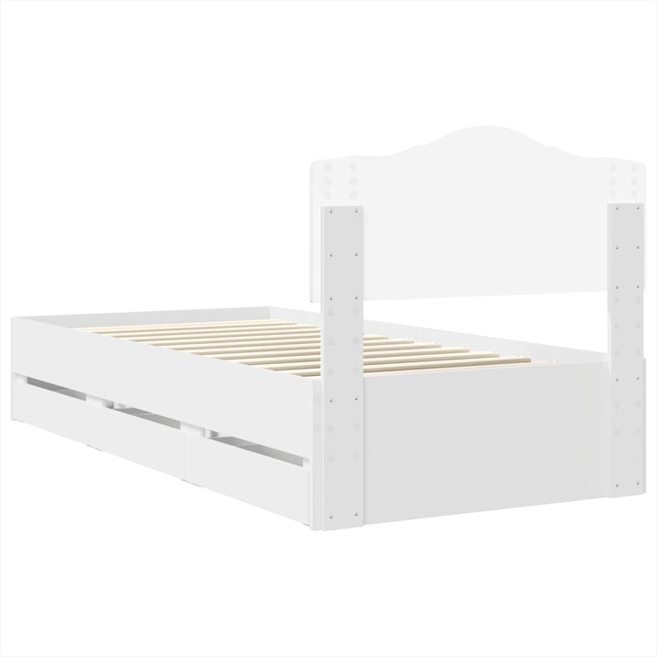 Sengestel med skuffe Hvid 90 x 200 cm Ingeniørtræ