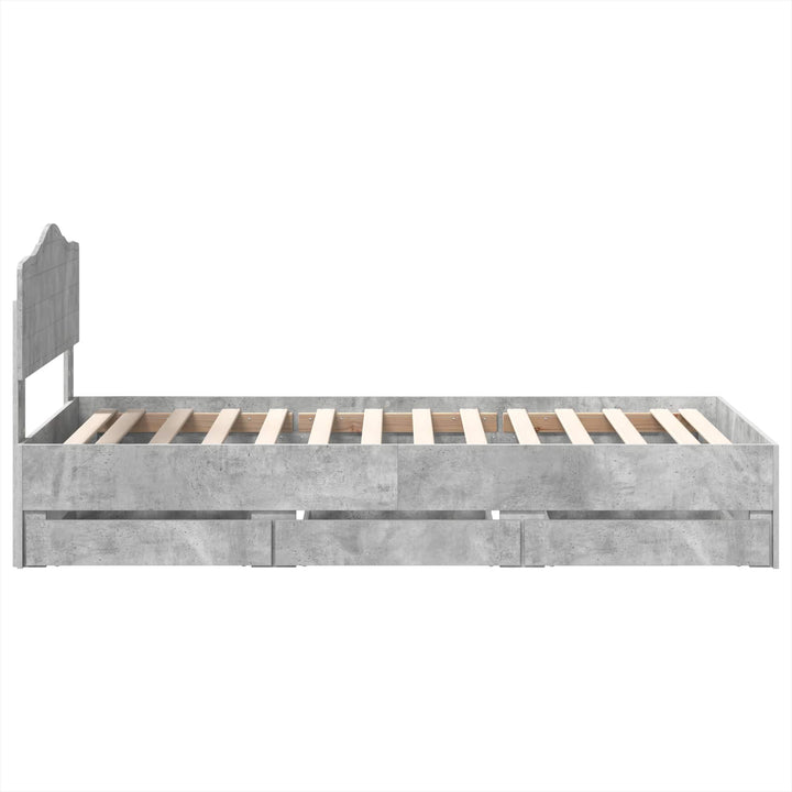 Sengestel med skuffe Beton Grå 90 x 200 cm Ingeniørtræ