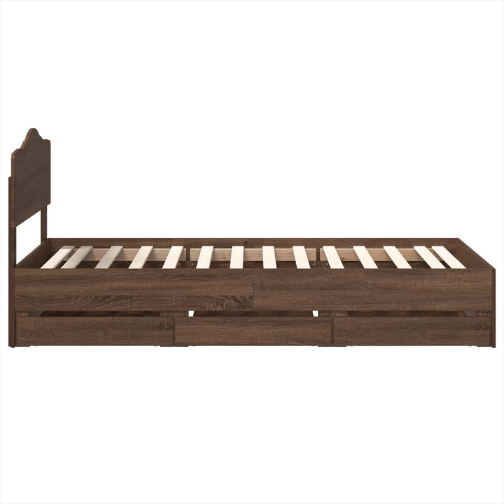 Sengestel med skuffe Brun eg 90 x 200 cm Ingeniørtræ
