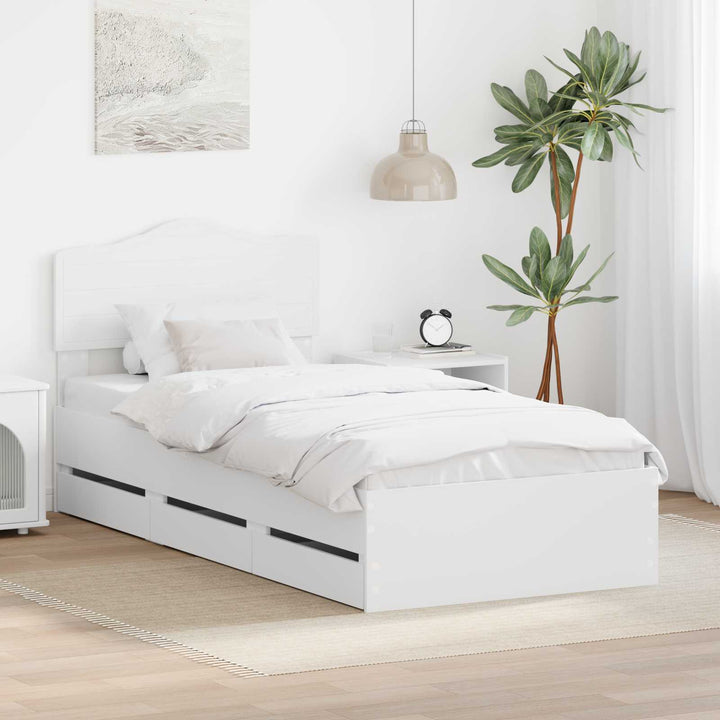 Sengestel med skuffe Hvid 90 x 190 cm Ingeniørtræ